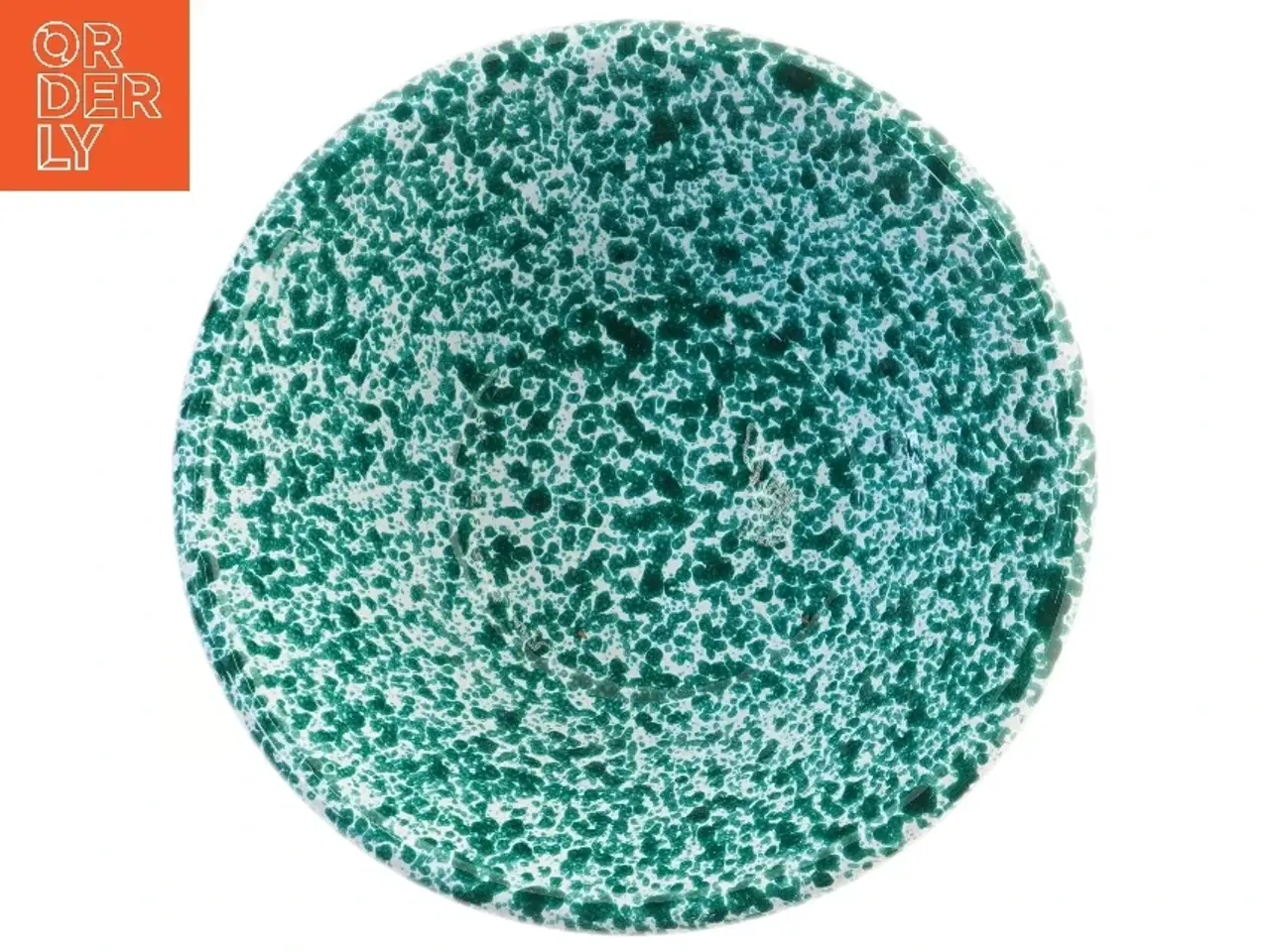 Billede 2 - Skål, keramisk med grønt mønster (str. Ø 37x16 cm)