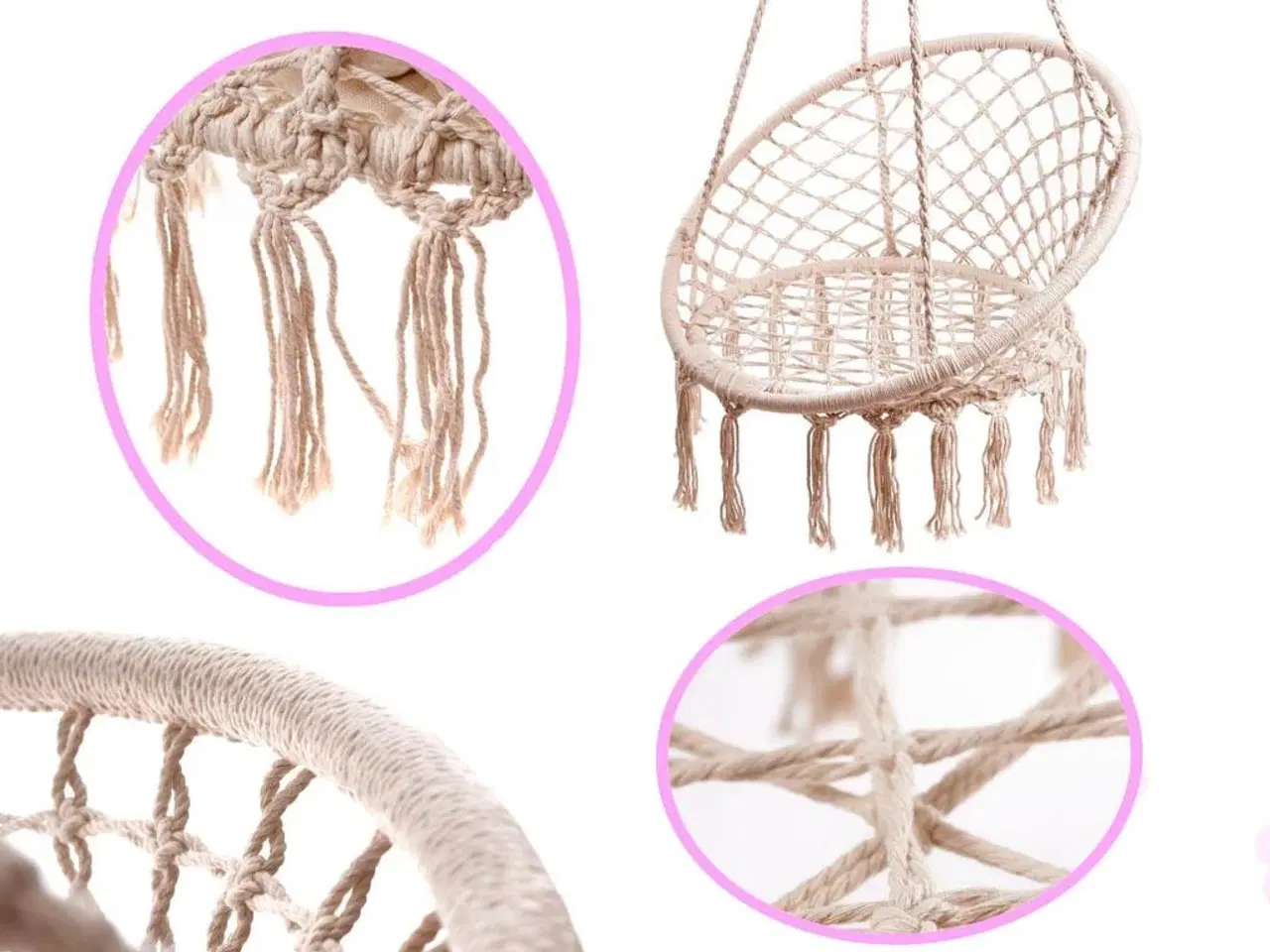 Billede 2 - Hængestol storkerede med ryglæn – ecru, 80 cm