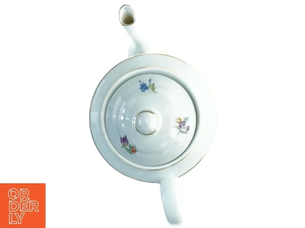 Billede 4 - Vase? Porcelæn tekande med blomstermotiver (str. 20 x 14 cm)