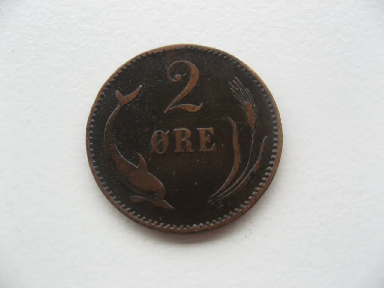 Billede 2 - Flot delfin 2 øre 1880, bedre årstal