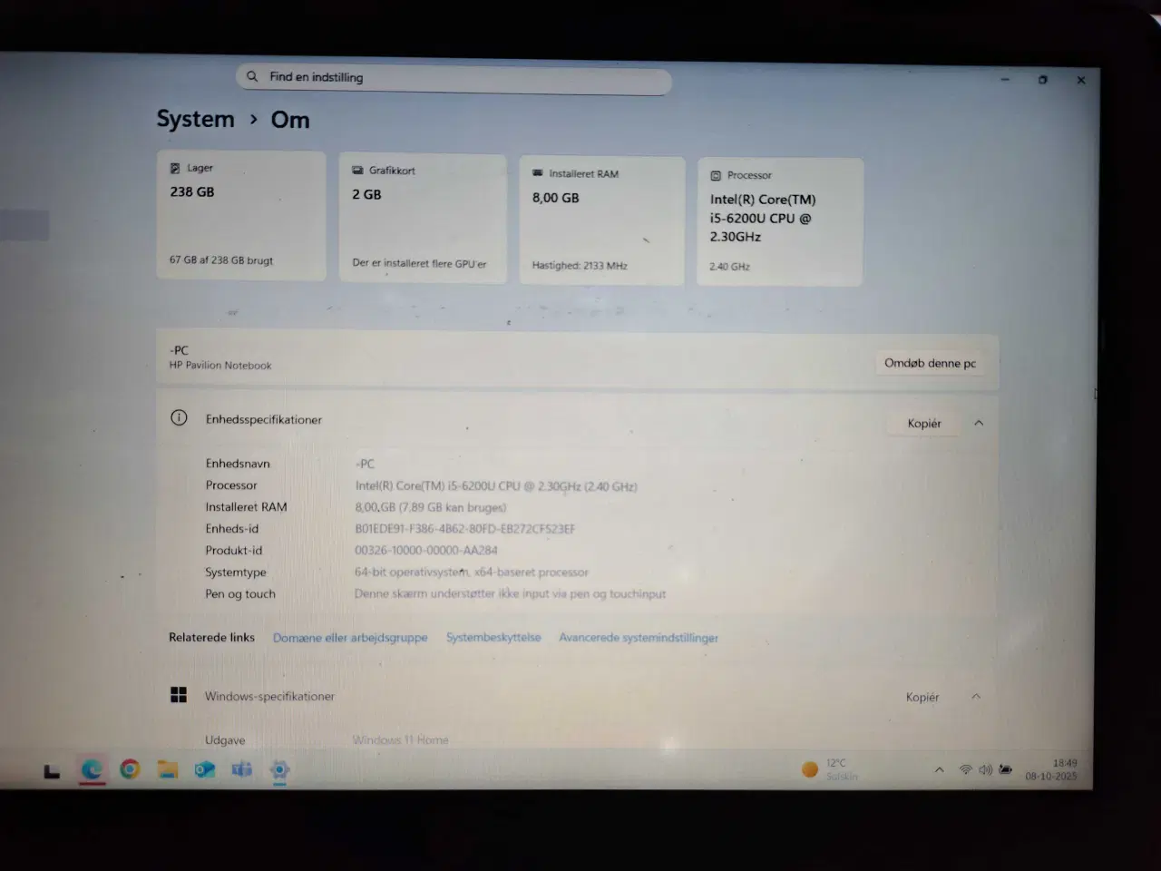 Billede 2 - Hp 15.6" bærbar pc