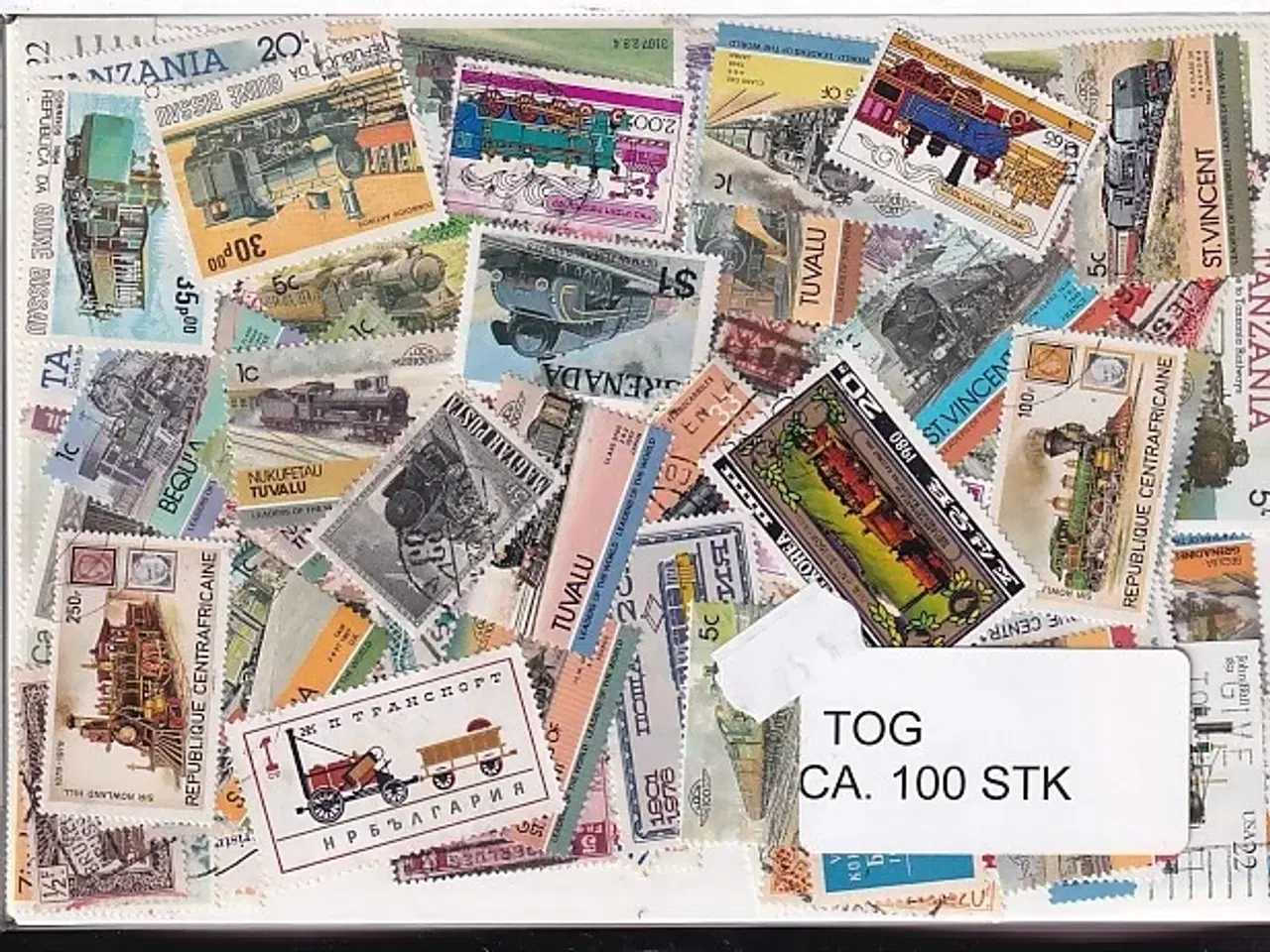 Billede 1 - Tog på Frimærker. St/ust. 100 stk.
