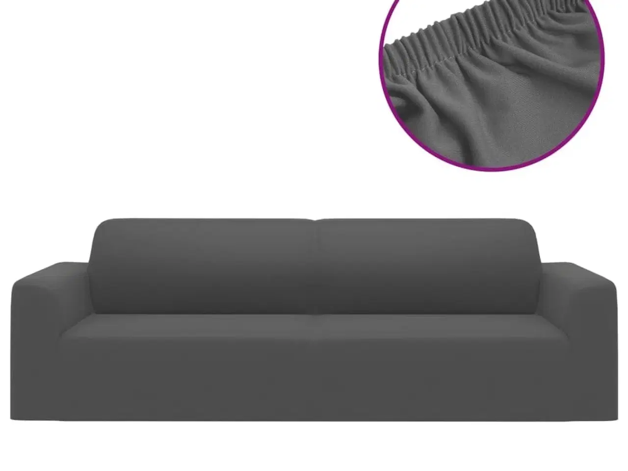 Billede 2 - Elastisk 3-personers sofabetræk polyesterjersey antracitgrå