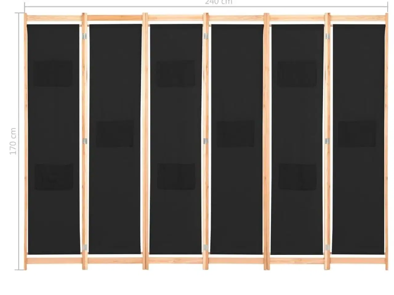 Billede 8 - 6-panels rumdeler 240 x 170 x 4 cm stof sort