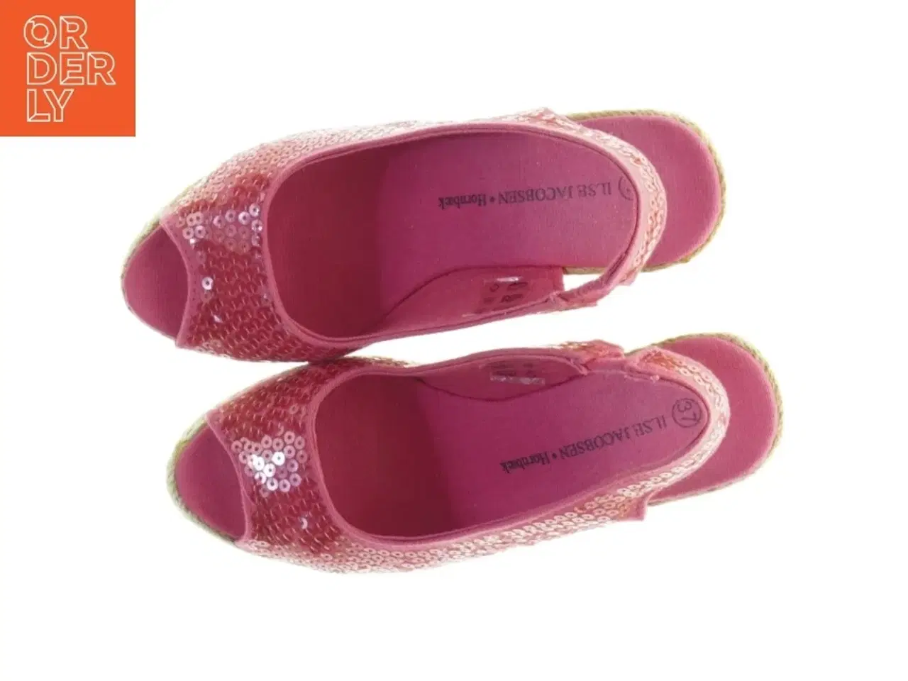 Billede 6 - Røde stof wedges sandaler med palietter fra ILSE JACOBSEN Hornbæk (str. 37)