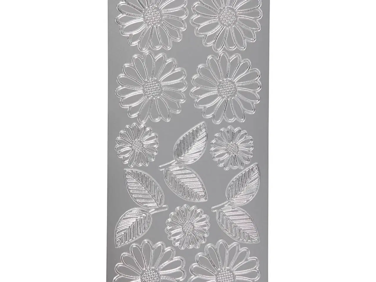 Billede 1 - Stickers, margueritter, ark 10x23 cm, sølv, 1 ark