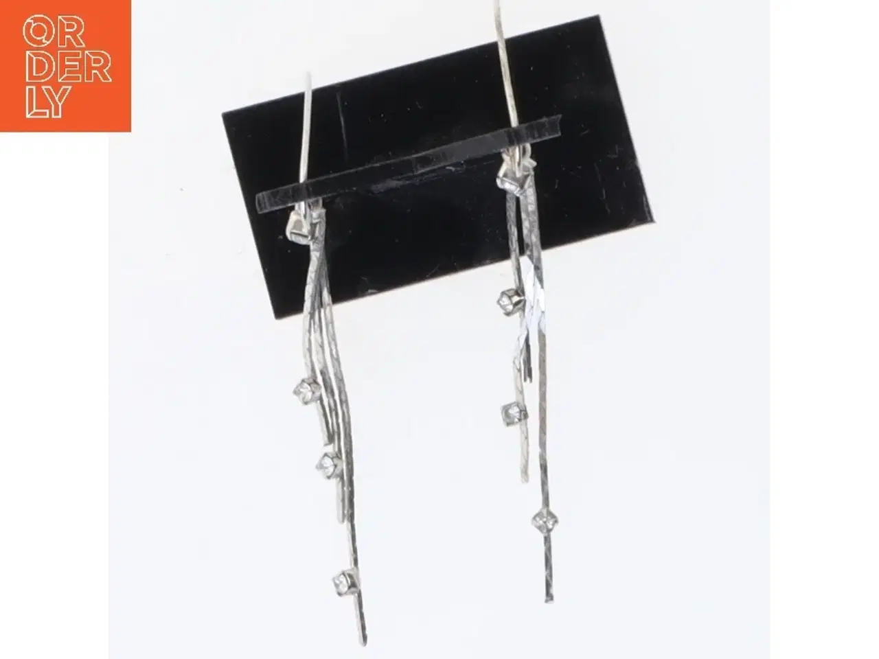 Billede 3 - Øreringe med sten og fletdetaljer (str. 8,5 cm)