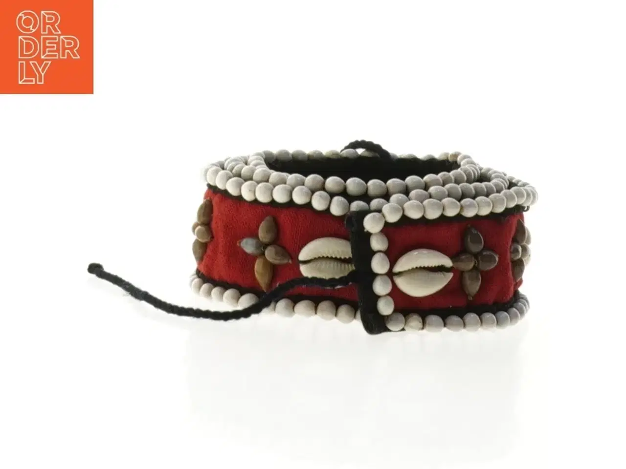 Billede 1 - Dekorativt perlebælte med muslingeskaller (90 x 4,5 cm)