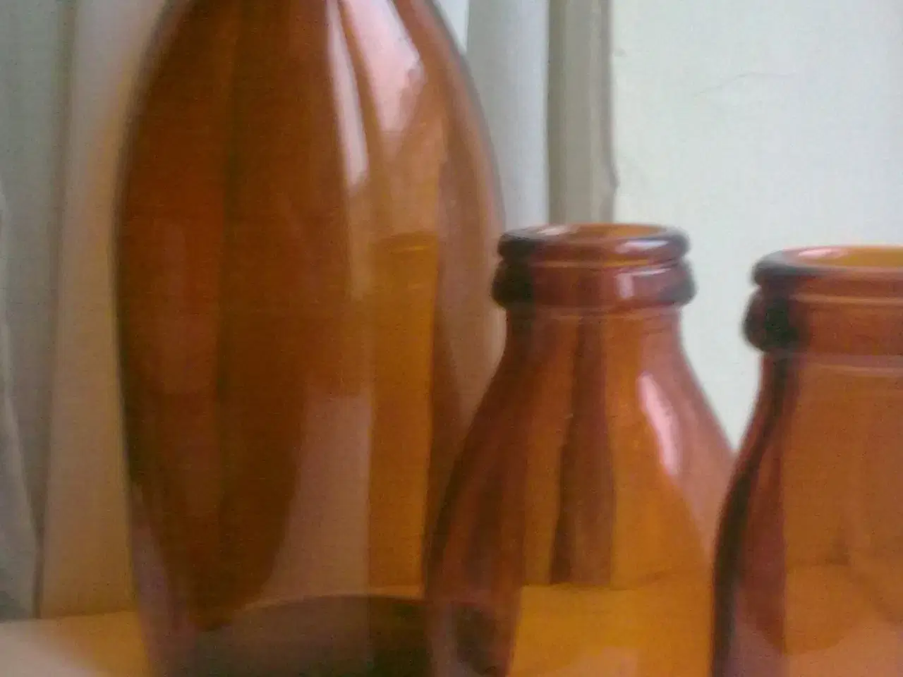 Billede 5 - Holmegaard rav brun glas flasker 3 x 1960r by mælk