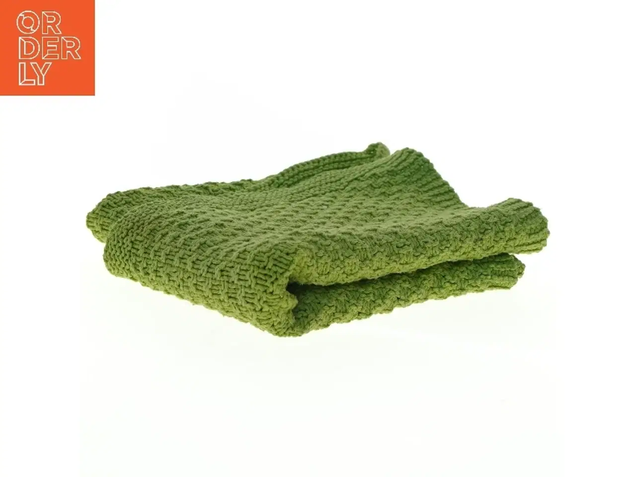 Billede 4 - Grønt strikket tæppe (str. 64 x 36 cm)