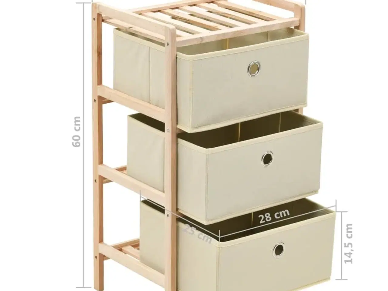Billede 6 - Opbevaringsstativ med 3 stofkurve cedertræ beige