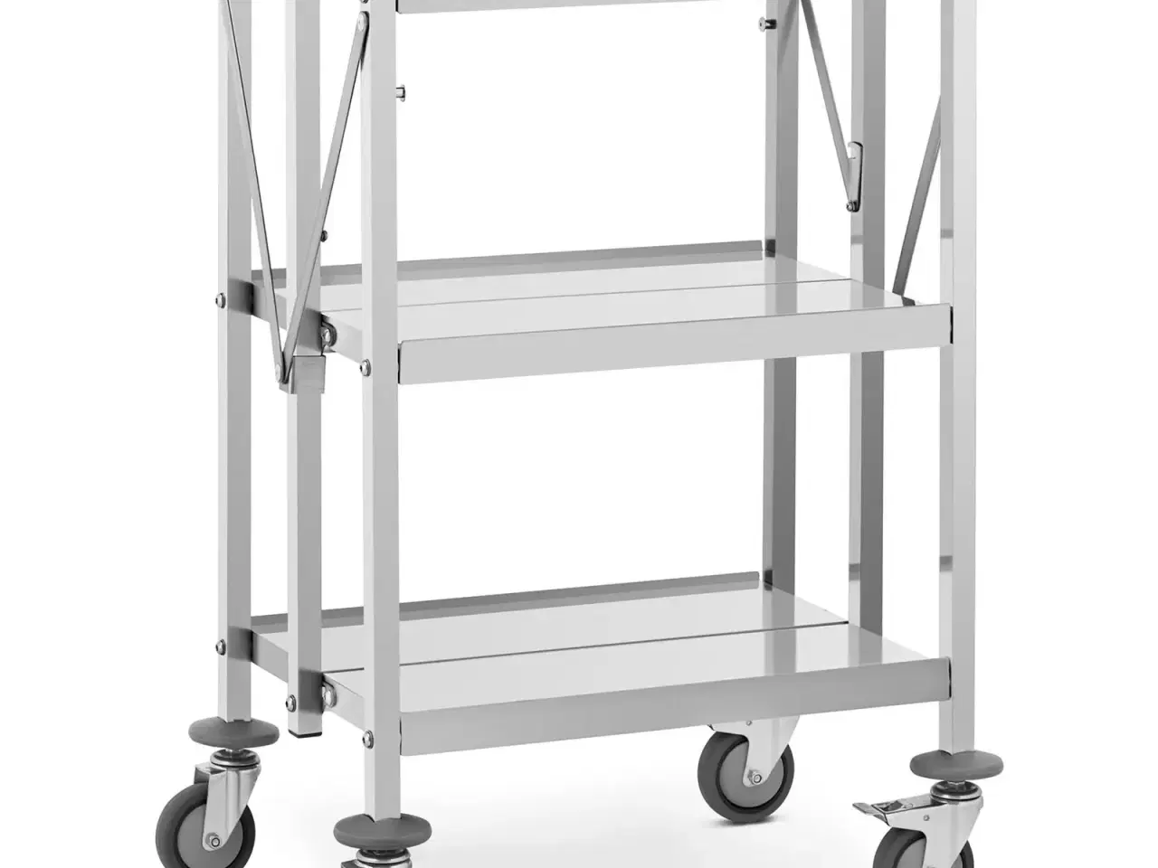 Billede 1 -  Serveringsvogn – rustfrit stål – 3 bordplader