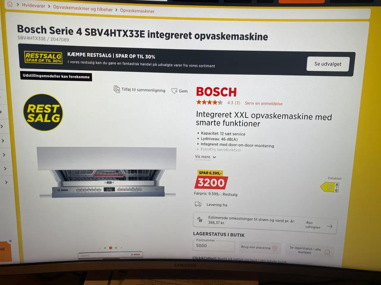 Billede 1 - NY Bosch opvaskemaskine (integreret) førpris 9.599