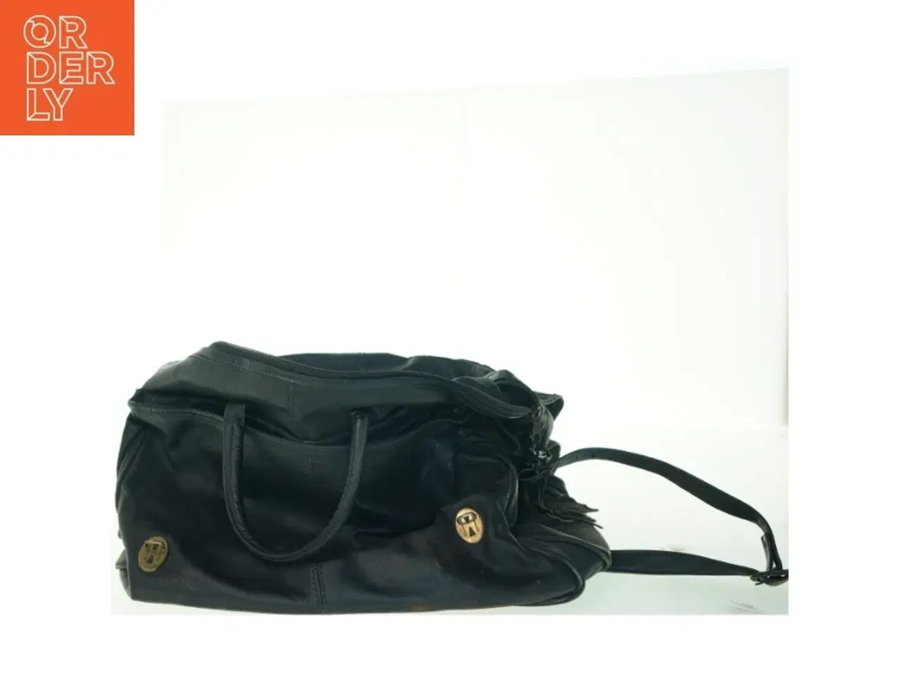 Billede 4 - Sort skuldertaske i læder (str. 47x37x27 cm)