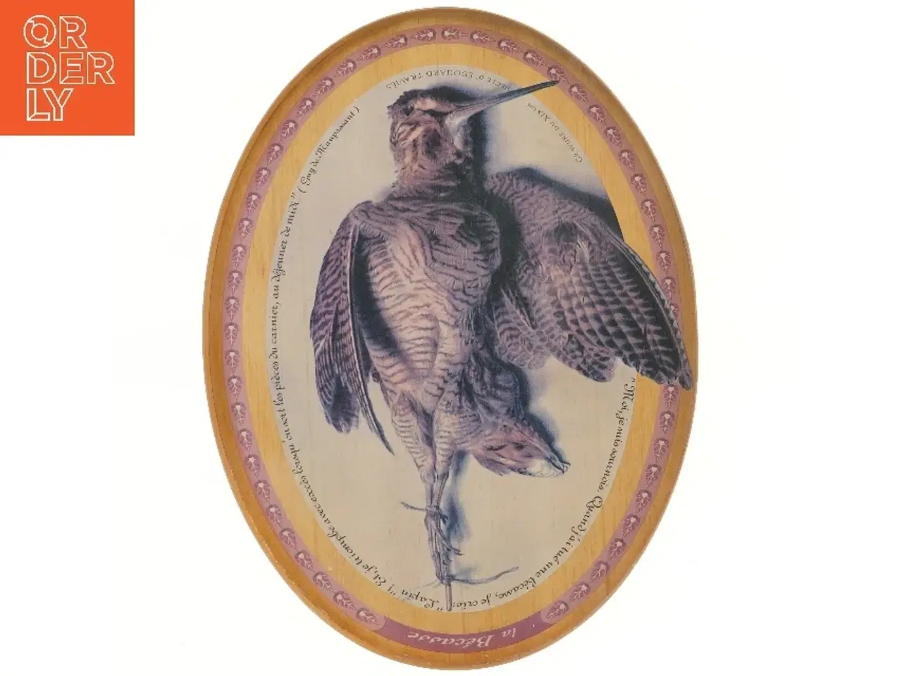 Billede 1 - Oval dekorationsfad med fuglemotiv (str. 48x36 cm)