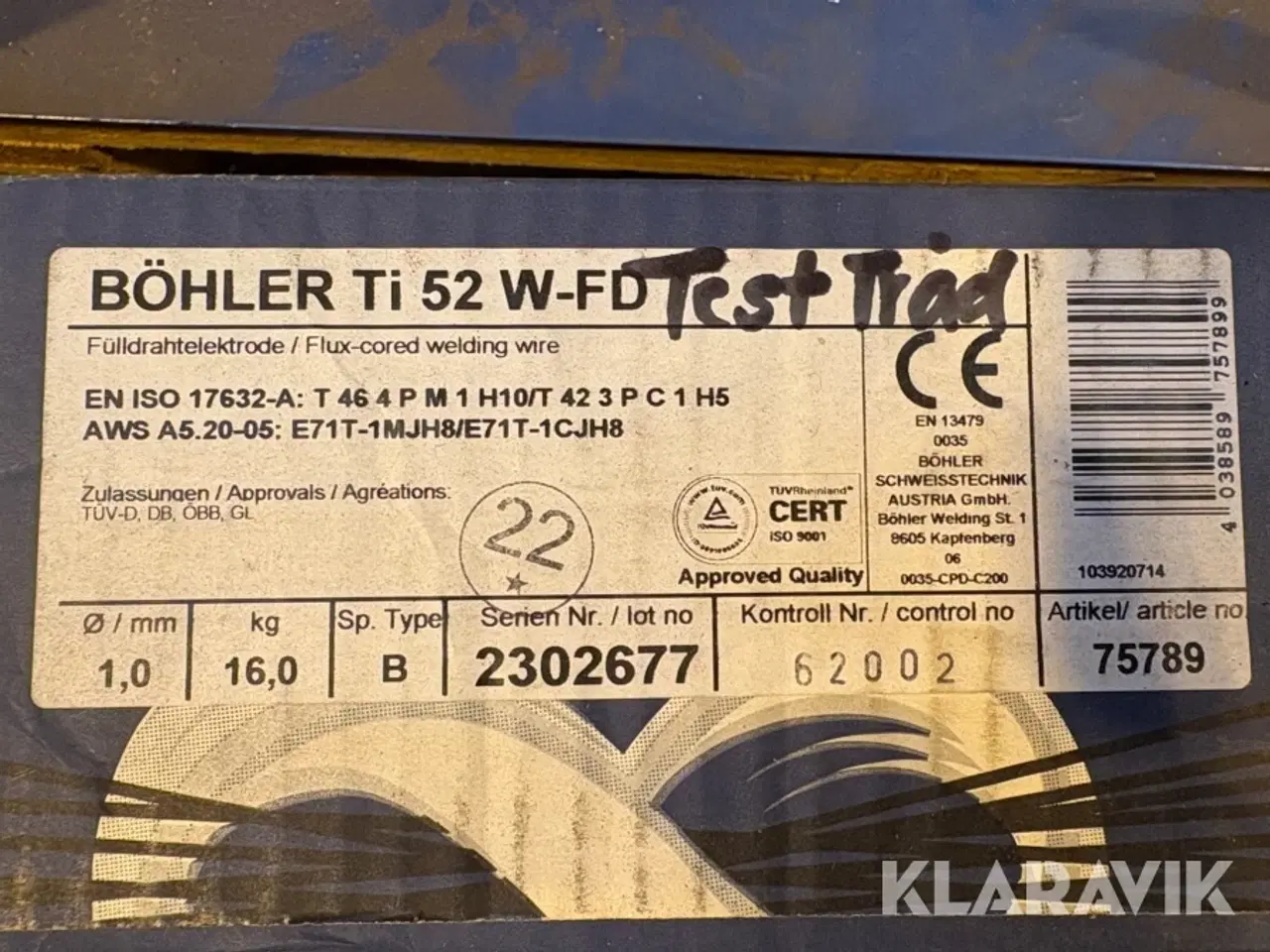Billede 2 - Svejsetråd Böhler Ti 52 W-FD