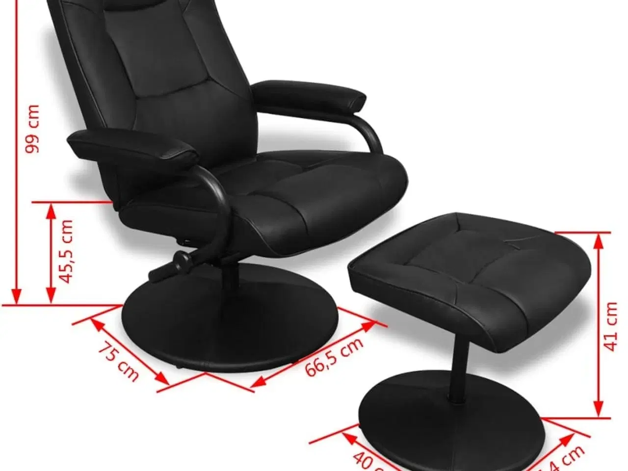 Billede 7 - Tv-stol med fodskammel sort kunstlæder