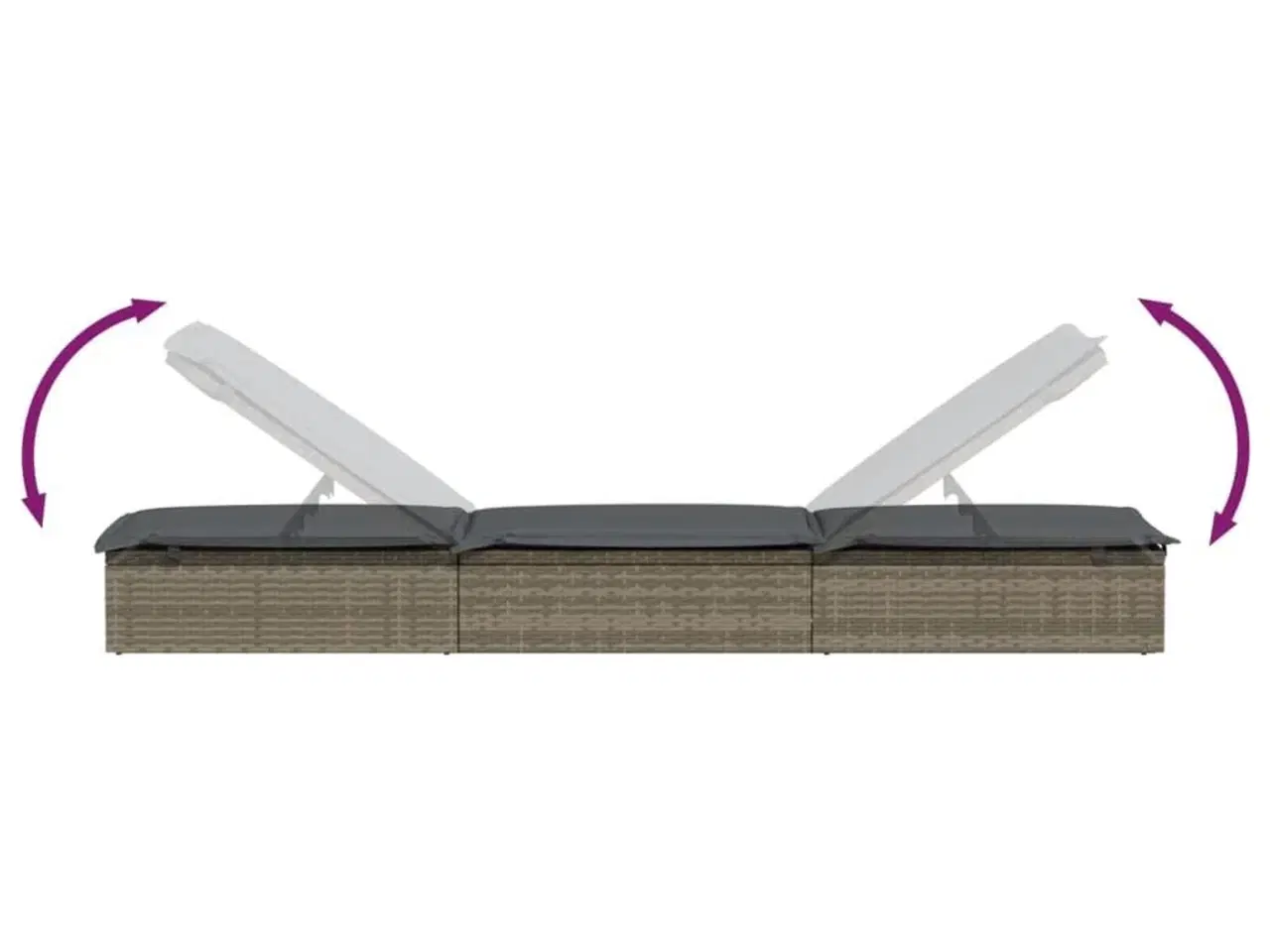 Billede 7 - Liggestole 2 stk. med bord polyrattan grå