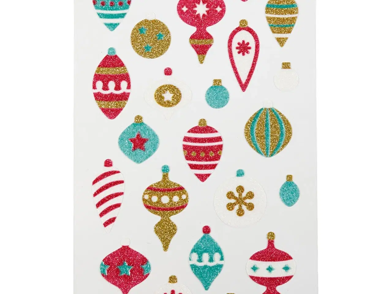 Billede 1 - Glitterstickers, juleornamenter, ark 10x16 cm, 1 ark