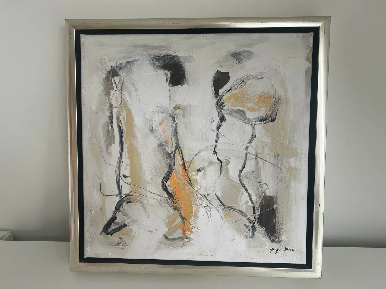 Billede 1 - Maleri i bred sølvramme