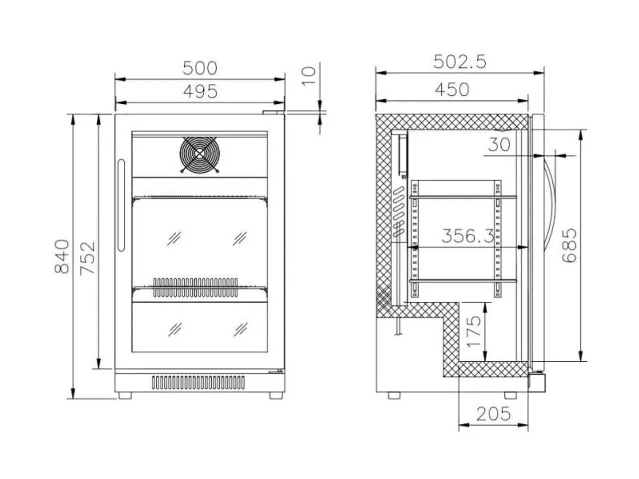 Billede 2 - Backbar – 500 x 500 x 840 mm