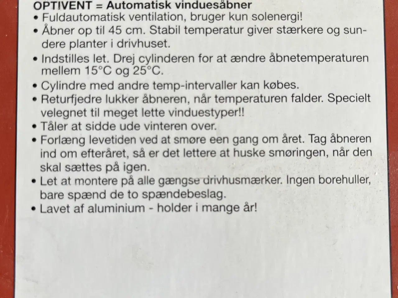 Billede 3 - Automatisk vinduesåbner til drivhus.
