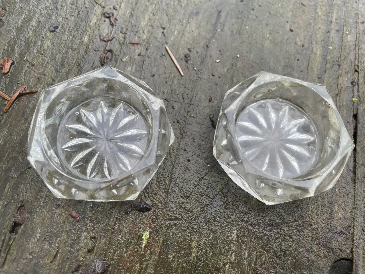 Billede 1 - 2 Saltkar i glas. 6- kantede