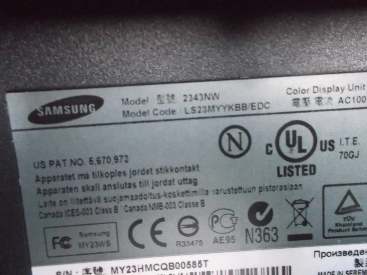 Billede 4 - Samsung Syncmaster 2343NW 23" widescreen LCD skærm