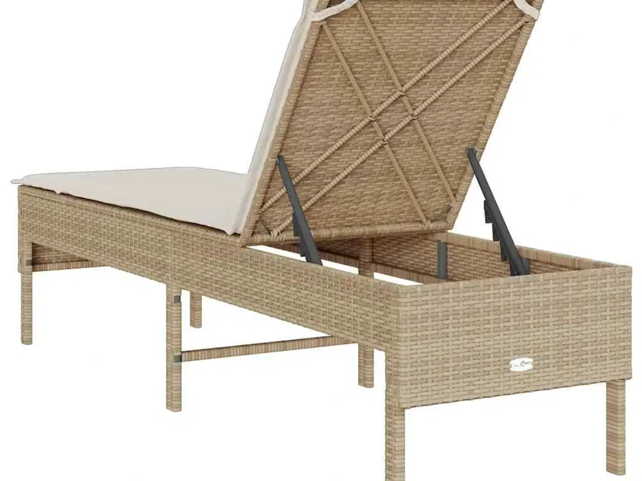 Billede 7 - Liggestol med hynde 55x200x44 cm polyrattan beige