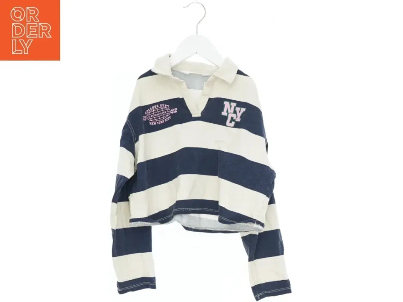 Billede 1 - Stribet langærmet trøje med krave fra H&M (str. 140)