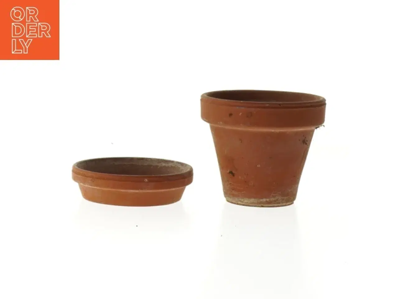 Billede 2 - Terracottakrukke med underfad (str. Ø. 9 cm. længde, 8 cm)