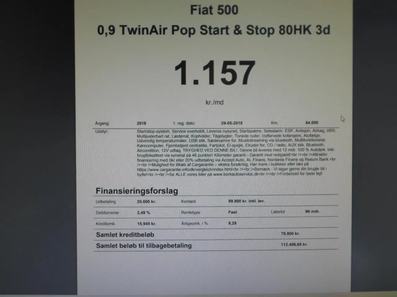 Billede 3 - Fiat 500 0,9 TwinAir Pop Start & Stop 80HK 3d