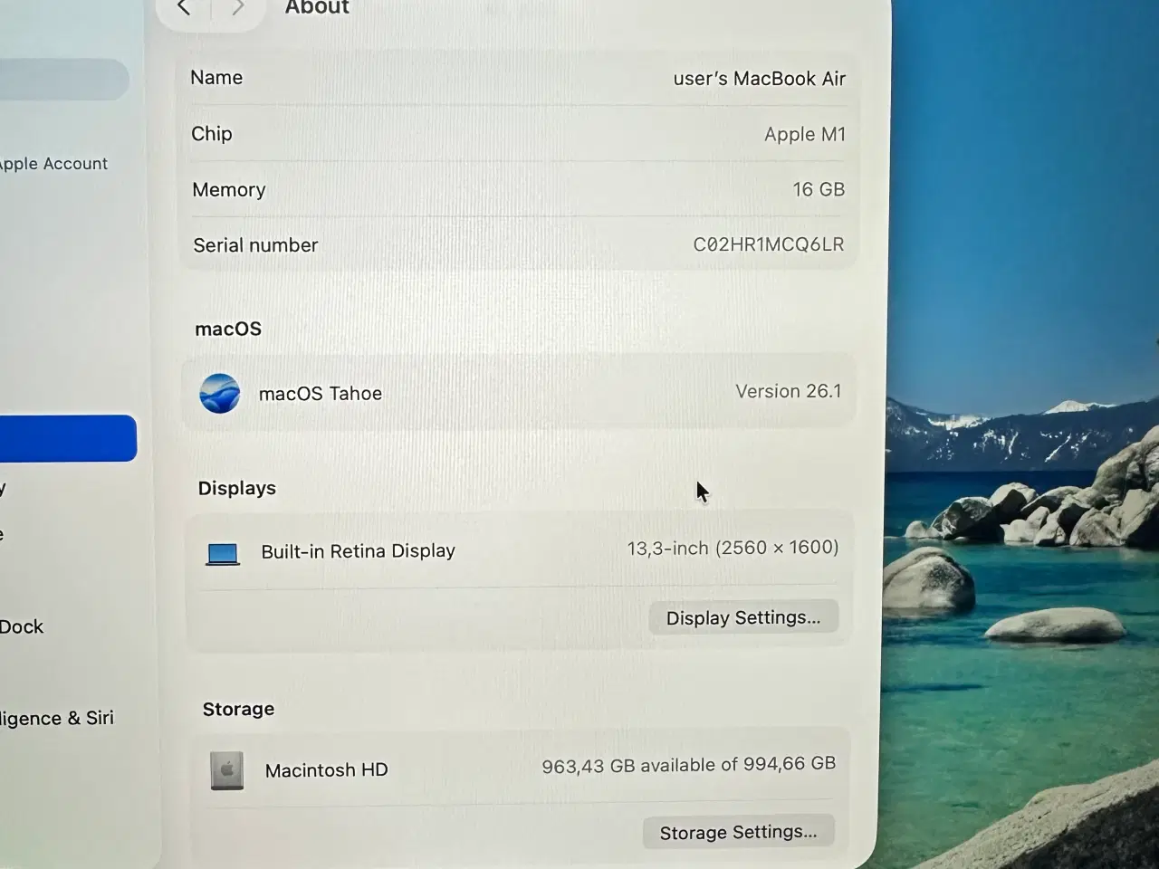 Billede 6 - MacBook Air 13” M1 16/1TB