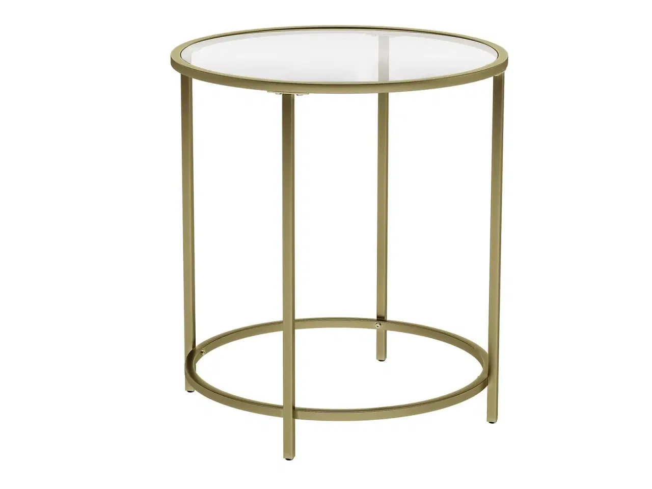 Billede 1 - Sidebord rundt hærdet glas og gylden metalramme, lille sofabord/natbord, guld LGT20G (Ø 50 × H 55 cm)