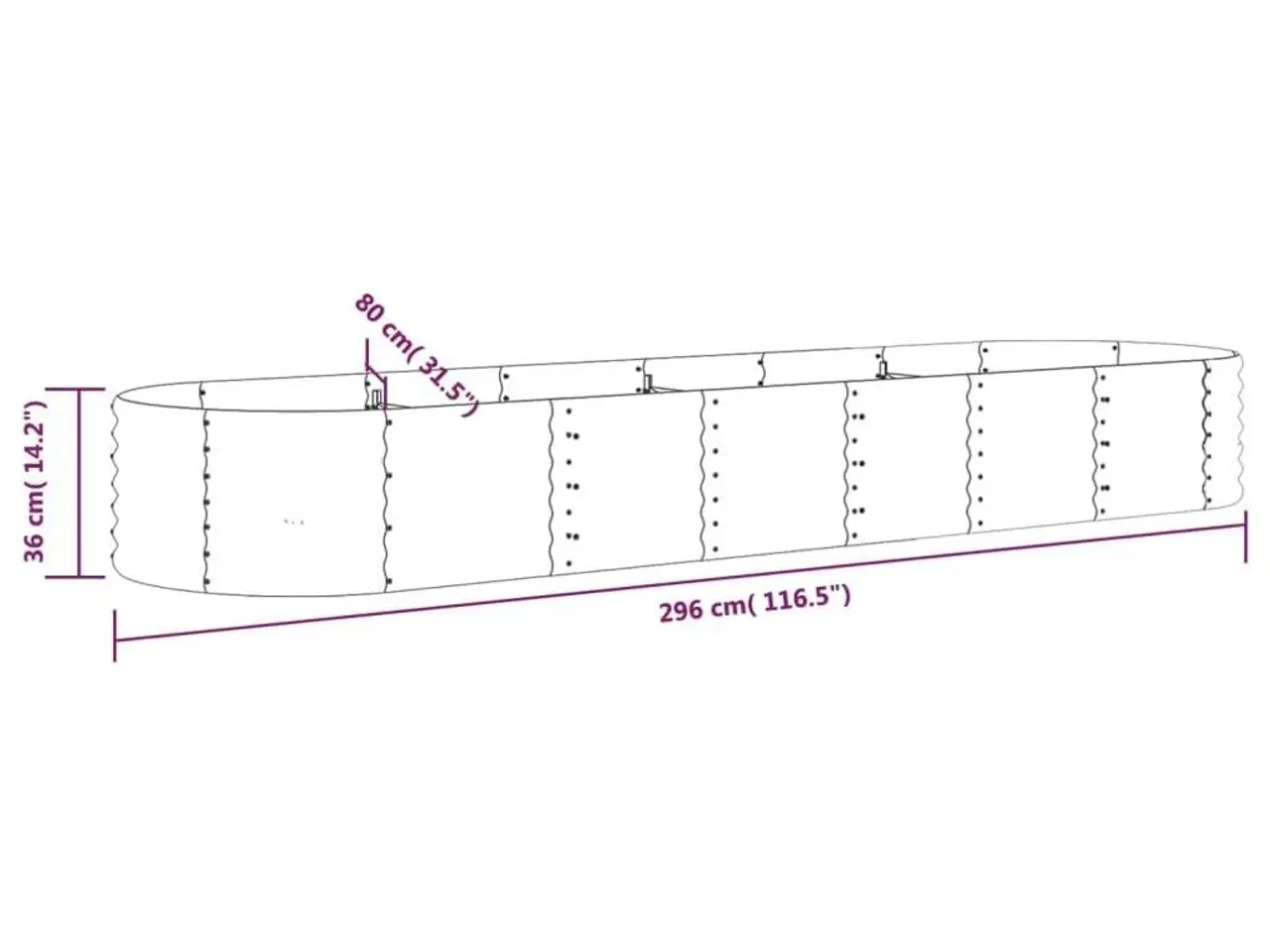 Billede 6 - Plantekasse 296x80x36 cm galvaniseret stål grå