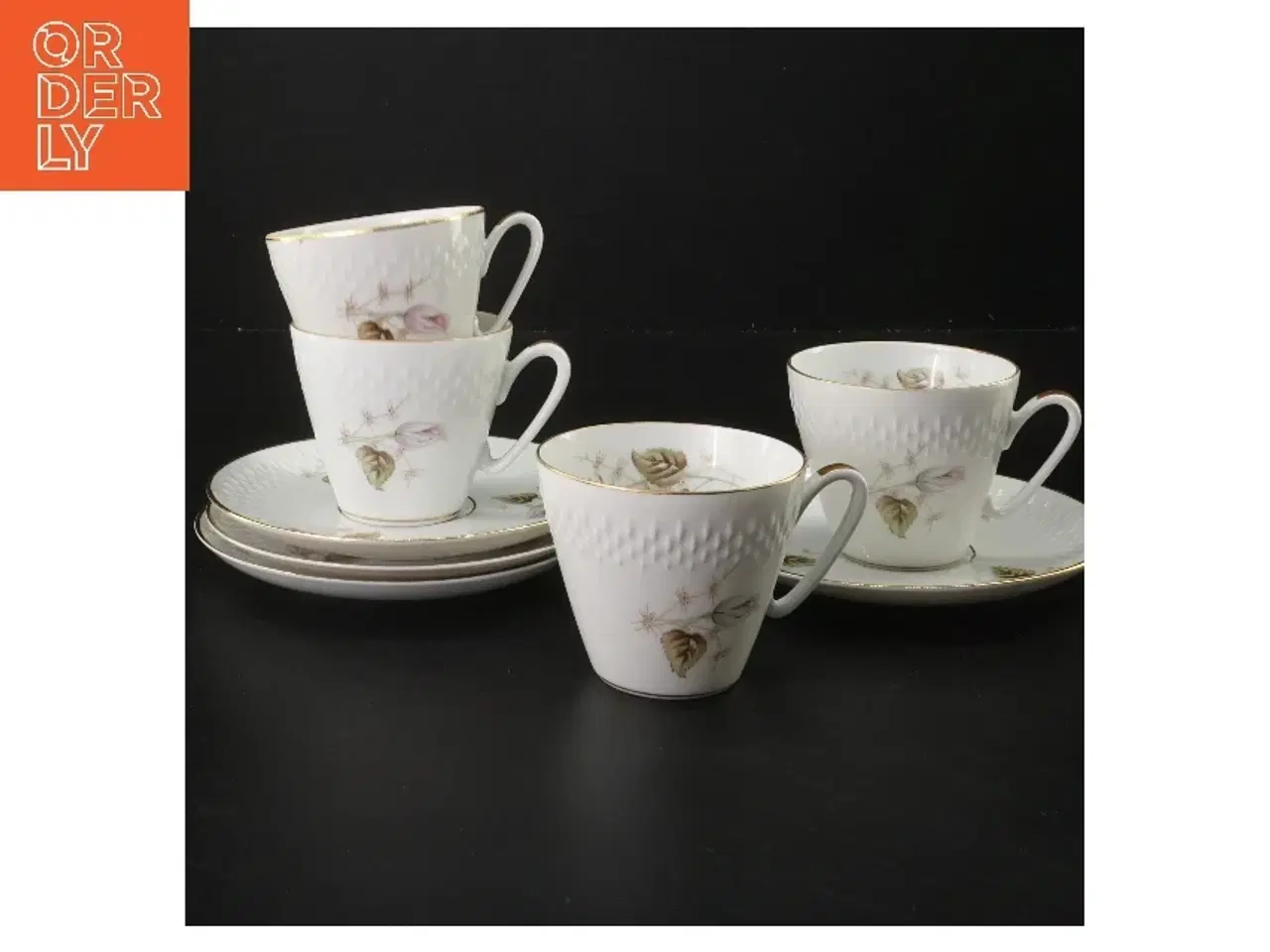 Billede 1 - Sæt af kaffekopper med underkopper fra Egersund (str. 4 stk Ø 7,5 & 13,5 cm)