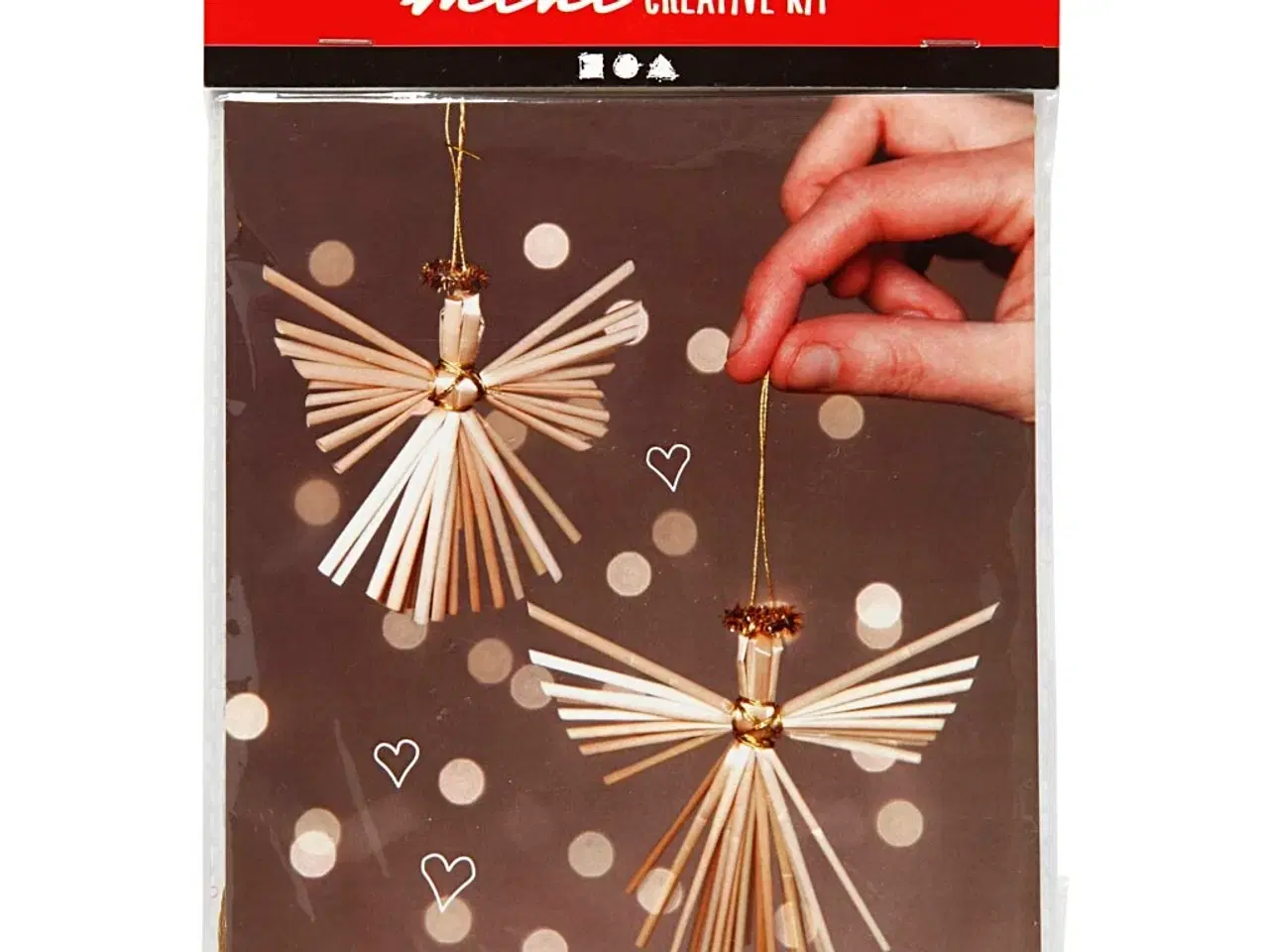 Billede 1 - DIY Mini Kit: Halmengle - 2 stk. med ophængssnor