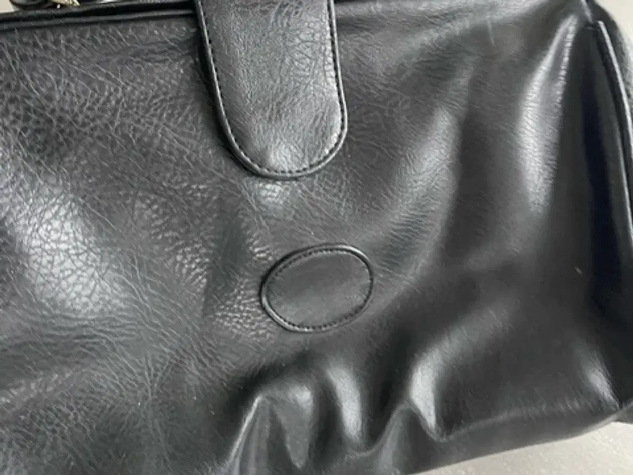 Billede 2 - Læder håndtaske sort - vintage