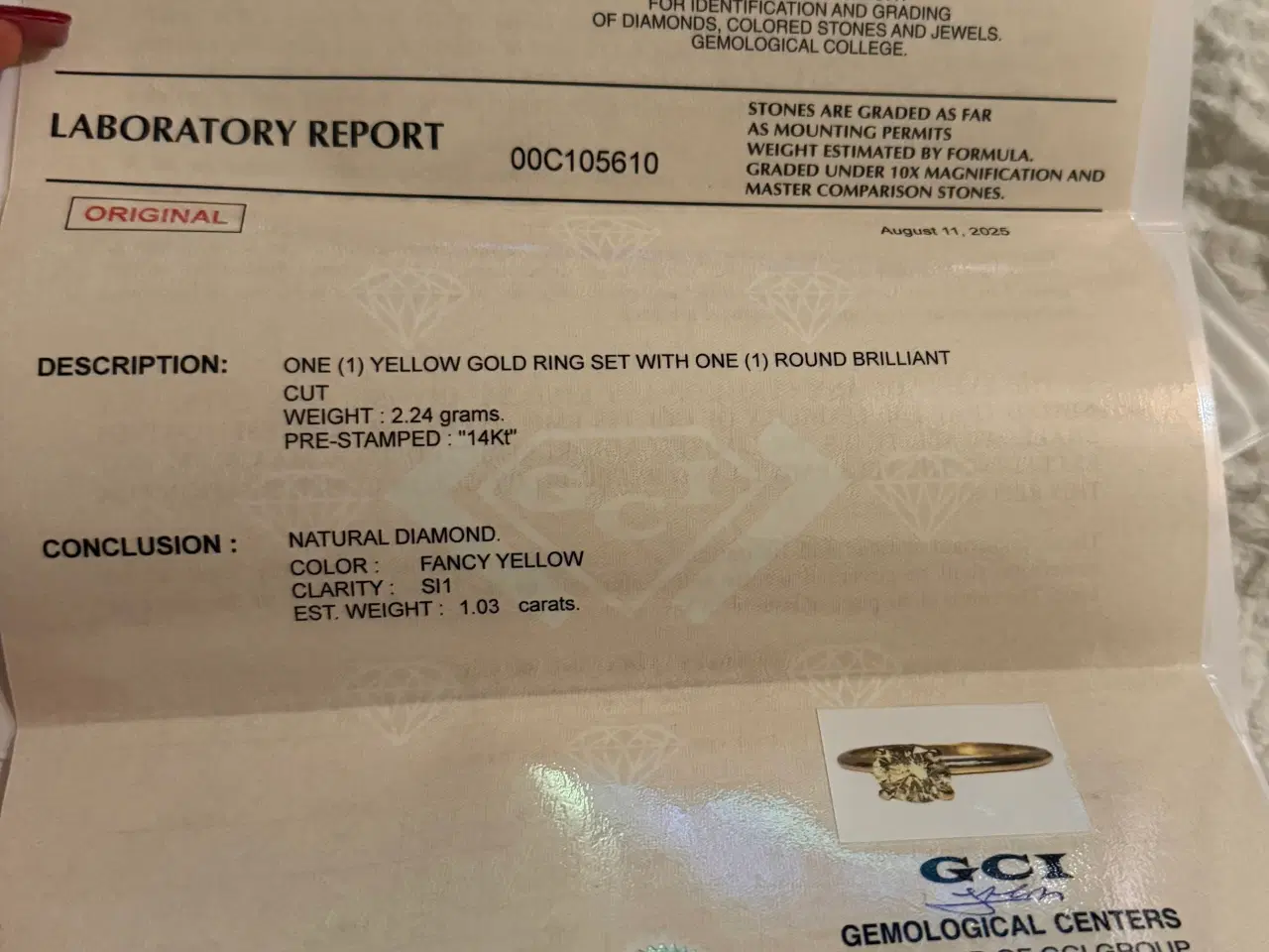 Billede 10 - Smuk 14K guldring med naturlig fancy yellow diaman