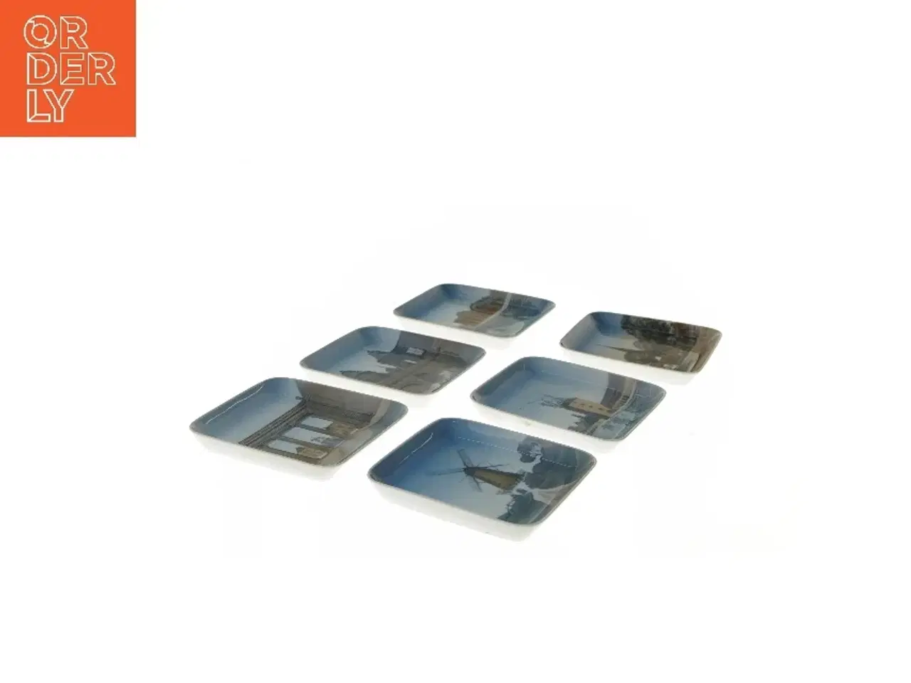 Billede 3 - 6  dekorative porcelænsplatter B&G fra B&G (str. 6 stk 12,5x12,5 cm)