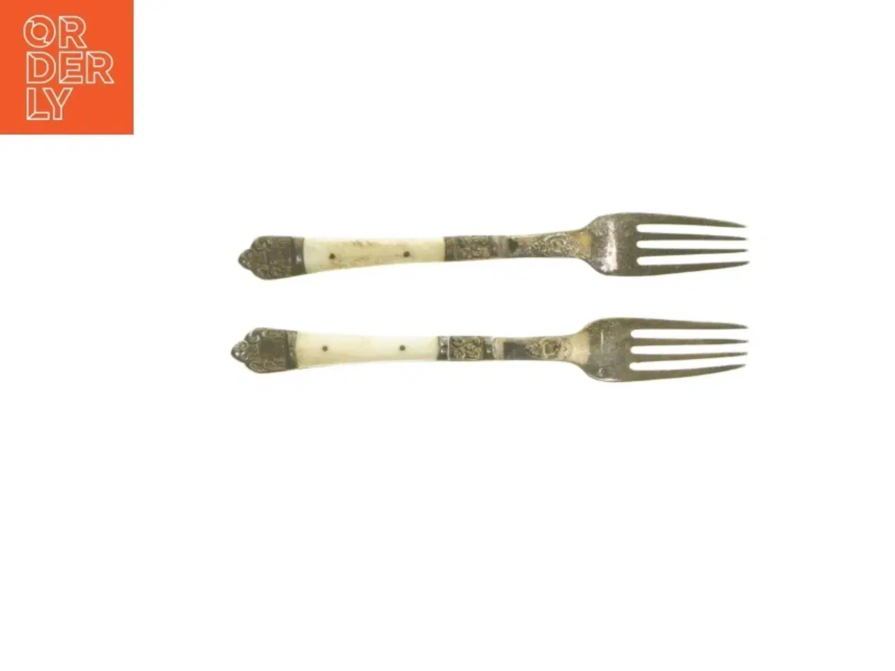 Billede 1 - Antikke gafler med cremefarvet håndtag (str. 20,5 cm)