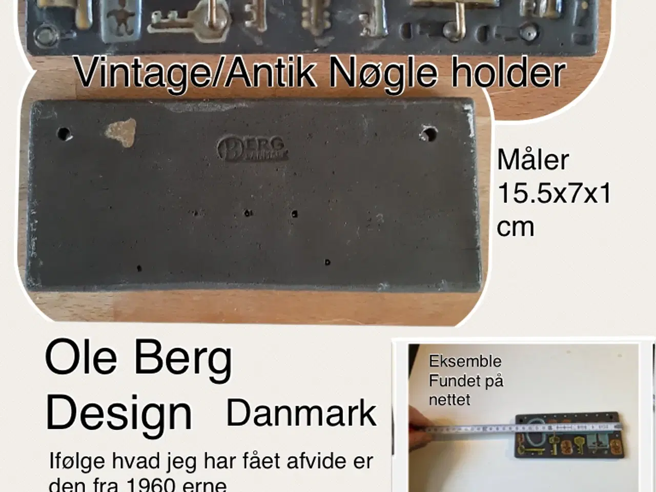 Billede 1 - Ole Berg Danmark vintage keramiknøgle holder