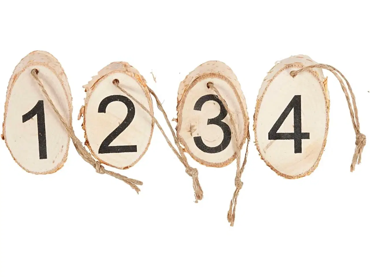 Billede 1 - Træskiver med Adventstal - 4 stk. til Dekoration