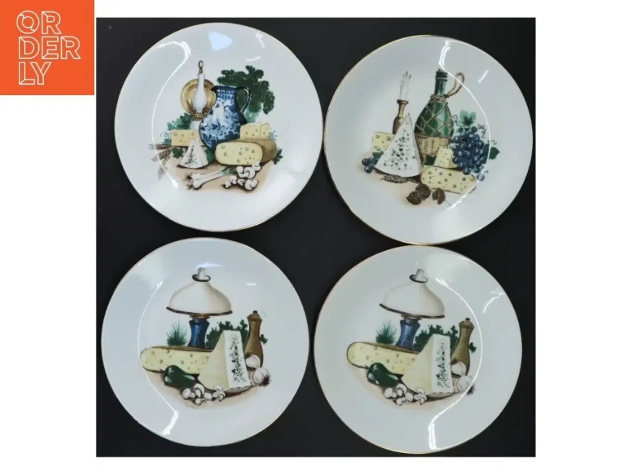 Billede 4 - Porcelæns tallerkener med oste motiv (str. Ø 19 cm)