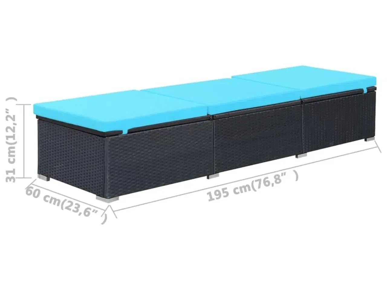 Billede 9 - Liggestol med hynde polyrattan sort