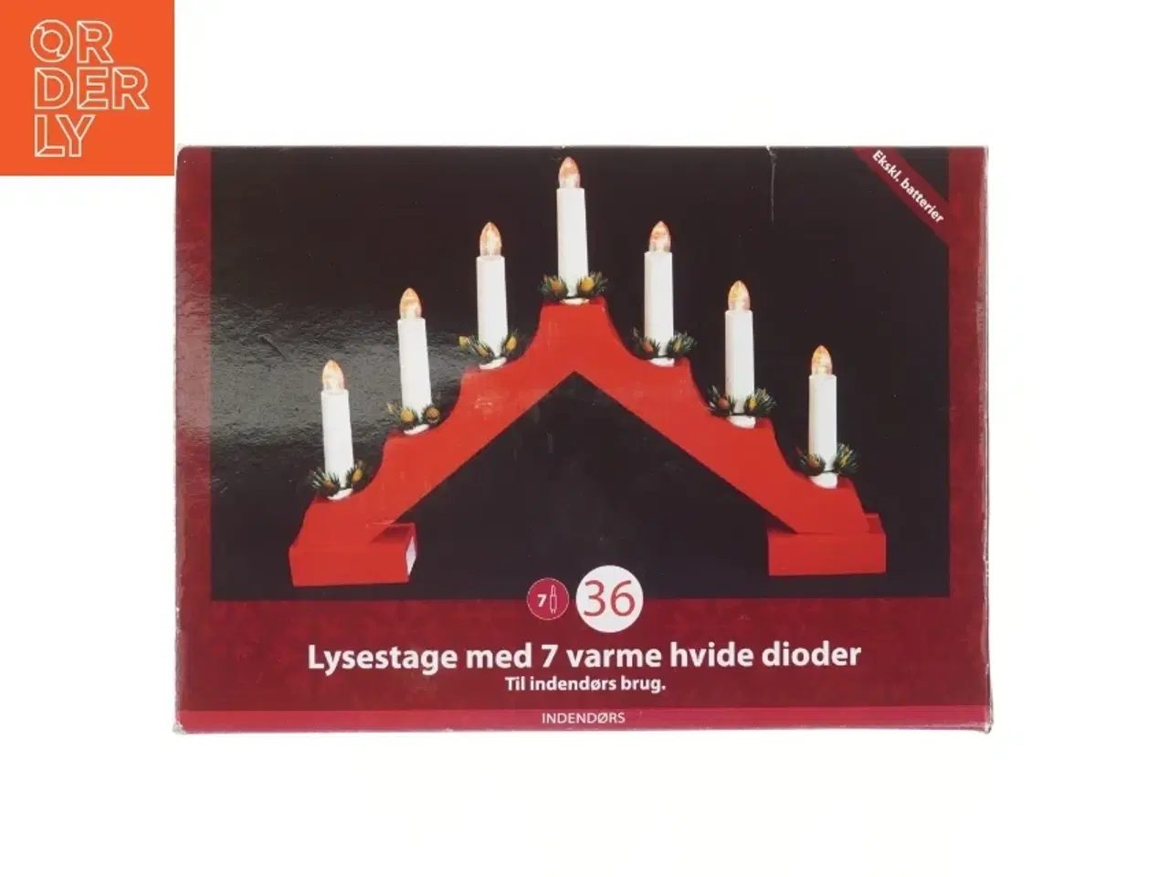 Billede 1 - Elektrisk lysestage med 7 LED-lys (str. 41x30 cm)