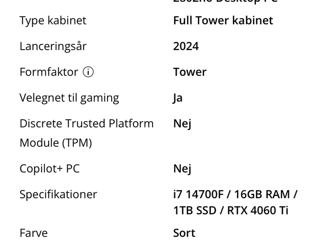 Billede 2 - HIGH END GAMER PC HP Omen 25L i7-14700F RTX 4060TI