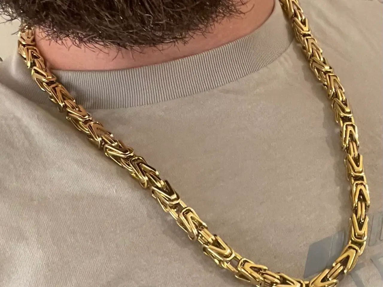 Billede 1 - 8mm 14kt goldfilled firkantet kongekæde