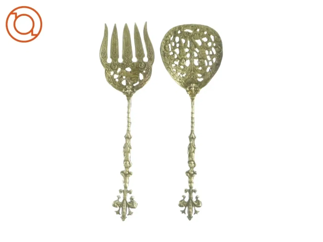 Billede 1 - antikt salatbestik med udsmykning