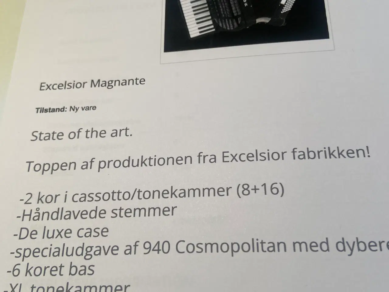 Billede 3 - Excelsior Casotto Piano Harmonika Magnante 940